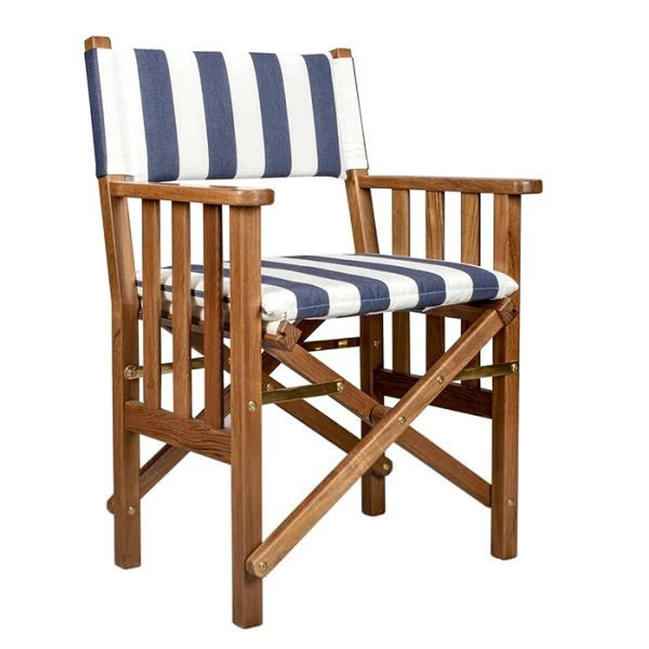 Whitecap Teak Director's Chair II w/ Navy/White Cushions